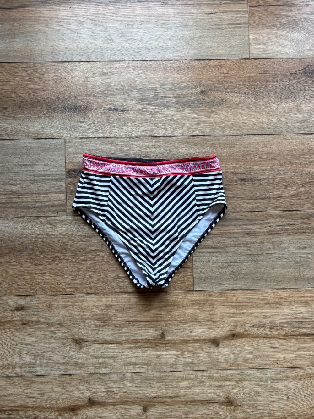 NWT Gibson Latimer High-Waisted Bikini Bottoms Stripped Retro Size Medium